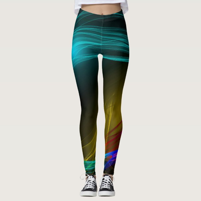 Energie in Motion Black mehrfarbige Lichtwellen Leggings (Vorderseite)