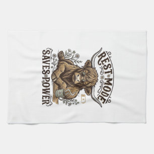 Energieeffiziente Kuh Vintage Lazy Highland Shirt Geschirrtuch