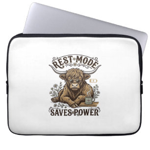 Energieeffiziente Kuh Vintage Lazy Highland Shirt Laptopschutzhülle