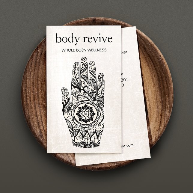 Energieheiler und Yoga-Lehrer Henna Hand Visitenkarte (Von Creator hochgeladen)