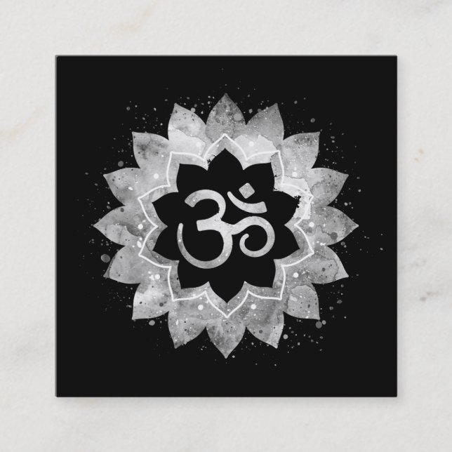 *~* Energieheilung Lotus Mandala Om Om Symbol Quadratische Visitenkarte (Vorderseite)