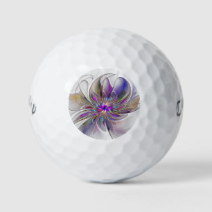 Energische, farbenfrohe abstrakte Fraktal-Kunst-Bl Golfball