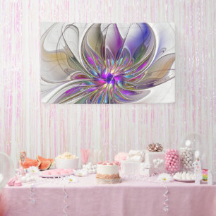 Energische, farbenfrohe abstrakte fraktale Blumenk Banner
