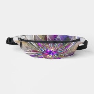 Energische, farbenfrohe abstrakte fraktale Blumenk Bauchtasche