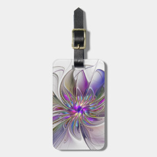 Energische, farbenfrohe abstrakte fraktale Blumenk Gepäckanhänger