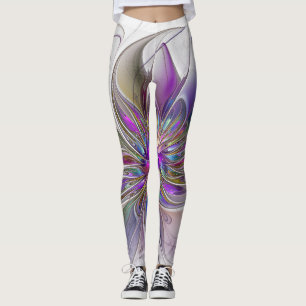 Energische, farbenfrohe abstrakte fraktale Blumenk Leggings