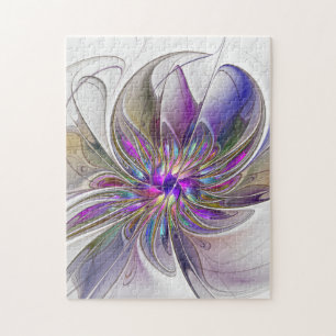 Energische, farbenfrohe abstrakte fraktale Blumenk Puzzle