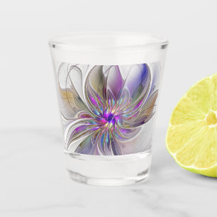 Energische, farbenfrohe abstrakte fraktale Blumenk Schnapsglas