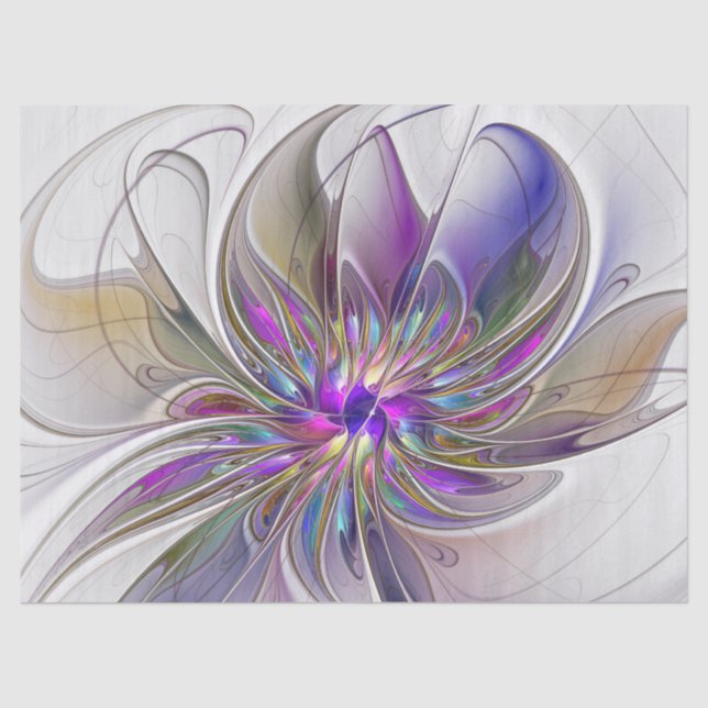 Energische, farbenfrohe abstrakte fraktale Blumenk Seidenpapier (Vorderseite)