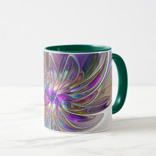 Energische, farbenfrohe abstrakte fraktale Blumenk Tasse