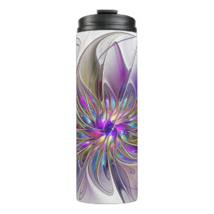 Energische, farbenfrohe abstrakte fraktale Blumenk Thermosbecher