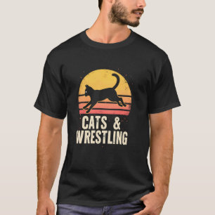 Energische Katzen und Ringkampf-Sonnenuntergang T-Shirt