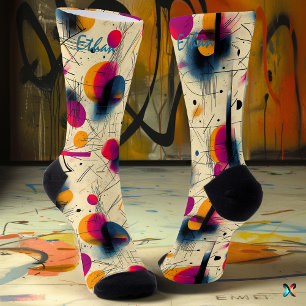 Energischer abstrakter Entwurf in Magenta, Orange  Socken