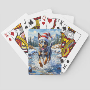 Energischer Blue Heeler Hund Winter Creek Weihnach Spielkarten