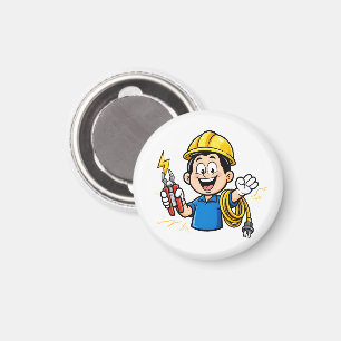 Energischer Elektriker Maskottchen Blitz Cartoon K Magnet