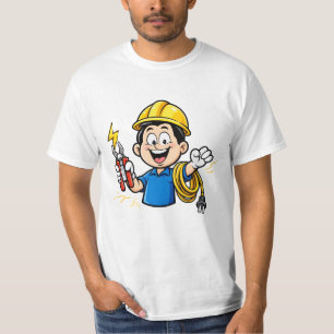 Energischer Elektriker Maskottchen Blitz Cartoon K T-Shirt