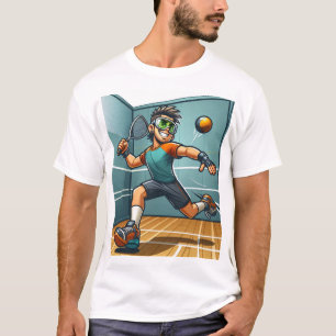 Energischer Mann spielt Racquetball T-Shirt