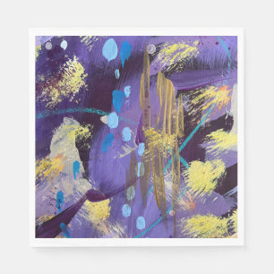 Energisches Blau, Lila und Gold abstraktes Kunstwe Serviette