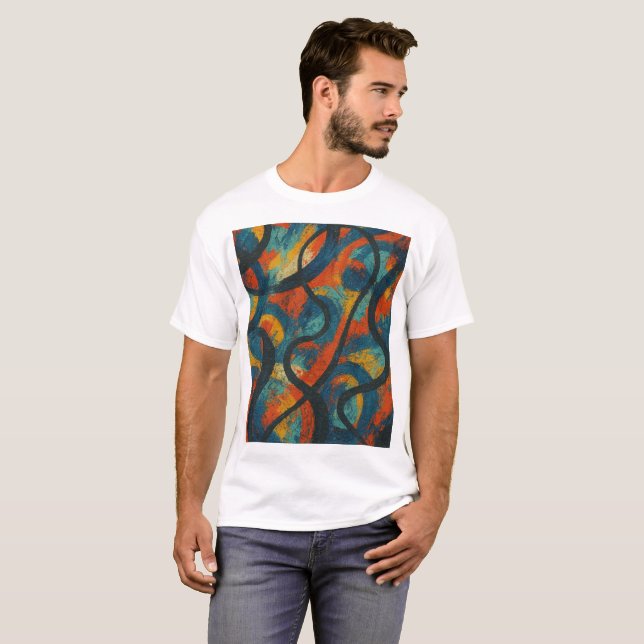 Energized Chaos - Abstrakter Expressionist Full-Fr T-Shirt (Vorne ganz)