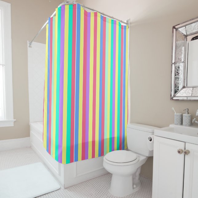 Energizing Spring Pastel Stripes Duschvorhang (Beispiel)