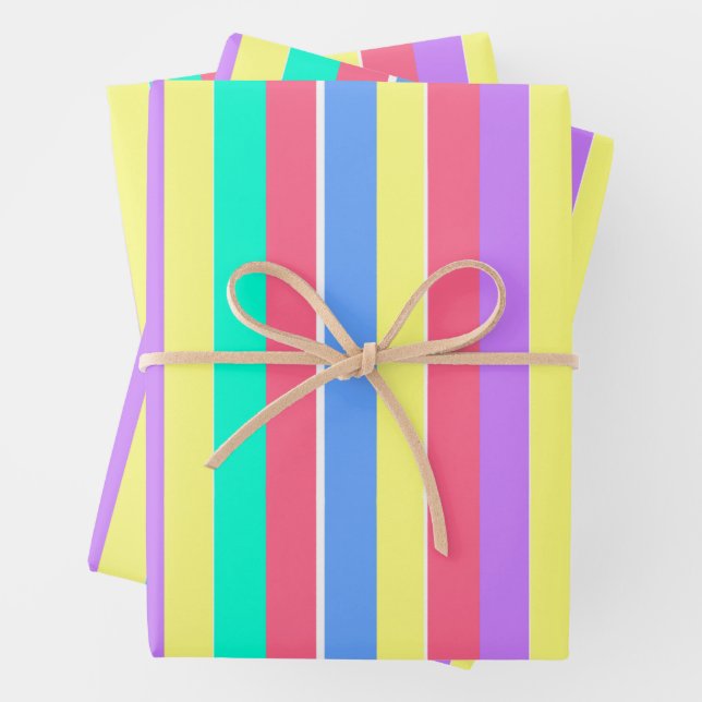 Energizing Spring Pastel Stripes Geschenkpapier Set (Beispiel)