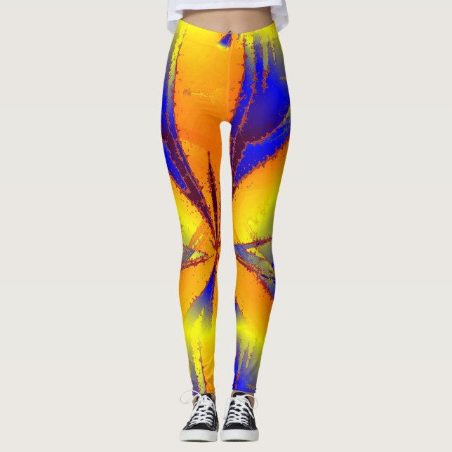 Energy Blue Orange Yellow Leggings (Vorderseite)