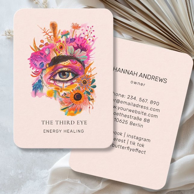 Energy Healer Reiki Spiritual Visitenkarte (Energy Healer Reiki Spiritual Business Card Light-Pink)