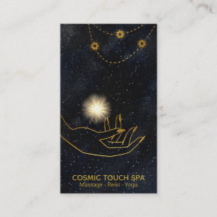 *~* Energy Healing Gold Cosmic Hands Stars Visitenkarte