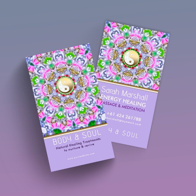 Energy Healing Holistic Lilac Gold Sparkle Visitenkarte (Von Creator hochgeladen)