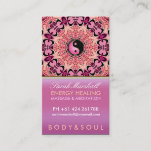 Energy Healing Holistic Peach Pink Business Card Visitenkarte