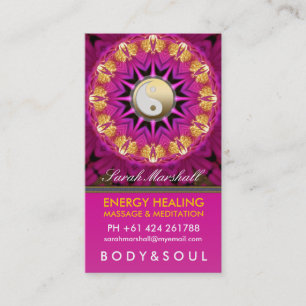 Energy Healing Holistic Pink Gold Business Card Visitenkarte