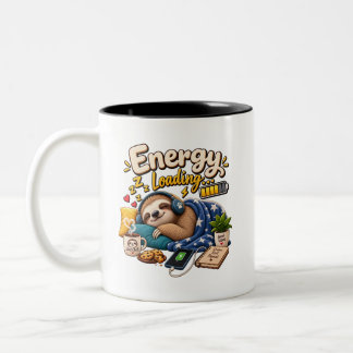 Energy Loading Faultier – Lustige schlafende Fault Zweifarbige Tasse