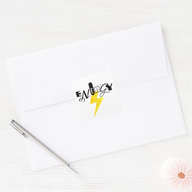 Energy Thunder Sign Power Quadratischer Aufkleber (Umschlag)