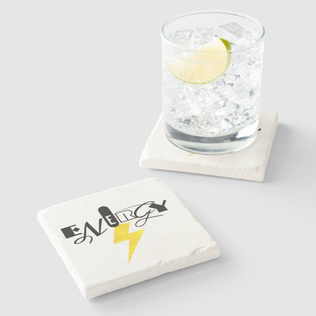 Energy Thunder Sign Power Steinuntersetzer (Seitenansicht)