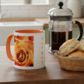 Energy Yellow Roses 11oz Two-Tone Mug Orange Tasse