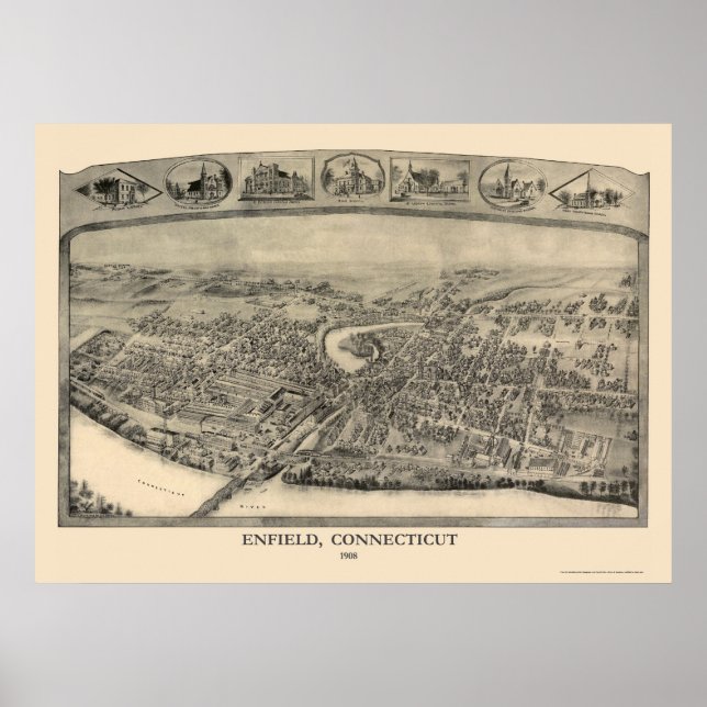 Enfield, CT Panoramic Map - 1908 Poster (Vorne)