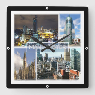 ENG023 MANCHESTER, England, Quadratische Wanduhr