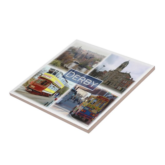 ENG033 DERBY, England, Europa, Kühlschrank Fliese (Seite)