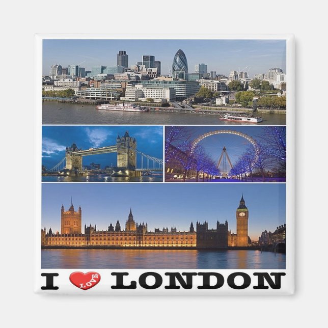 ENG065 LONDON "I LIEBE", England, Kühlschrank Magnet (Vorne)