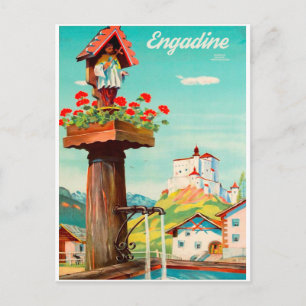 Engadin, City Spring, Schweiz Postkarte