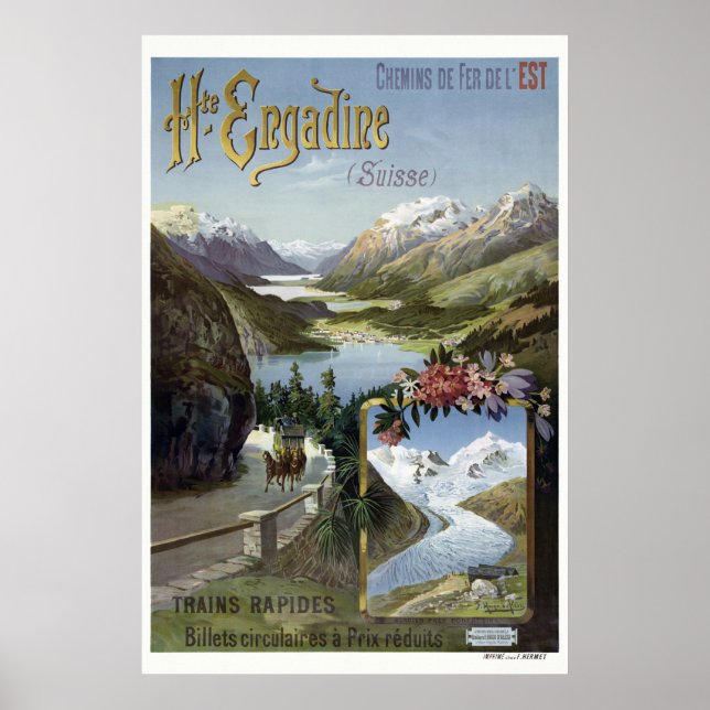 Engadin Schweiz Bahn Vintag Poster (Vorne)