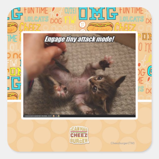 Engage den winzigen Angriffsmodus! Quadratischer Aufkleber (Vorderseite)