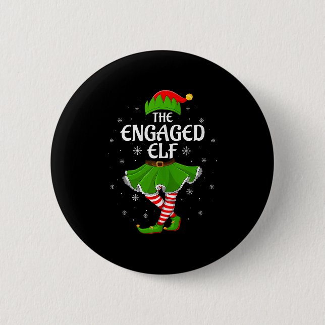 Engaged Elf Christmas Family Girls Women Elf Squad Button (Vorderseite)