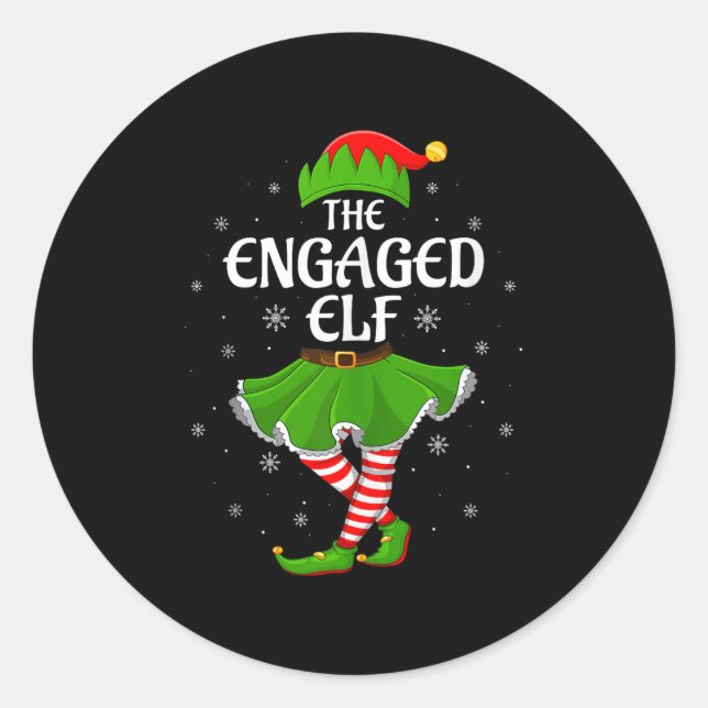 Engaged Elf Christmas Family Girls Women Elf Squad Runder Aufkleber (Vorderseite)