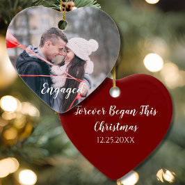 Engaged Heart Photo Forever Began this Christmas Keramik Ornament