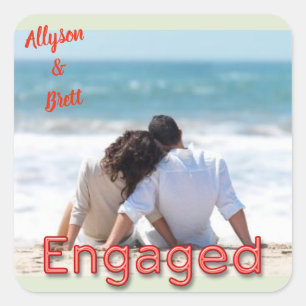 ENGAGED stickers with Photo and Couple Name