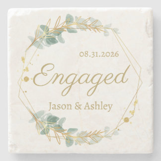 Engagement Announcement Engaged Gift Date & Names Steinuntersetzer