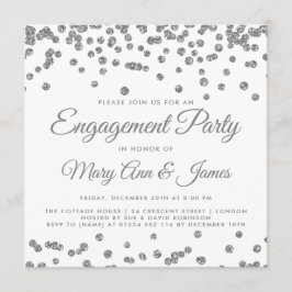 Engagement Partei Silver Glitzer Confetti winter+w Einladung