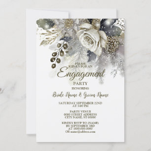 Engagement Partei Silver Golden White Roses Blume Einladung