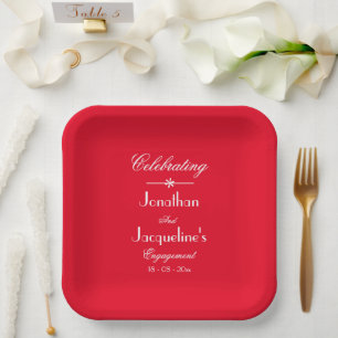 Engagement Party benennt Elegant Classy Red White Pappteller